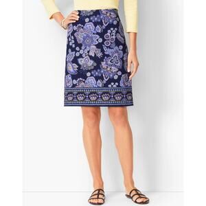 Talbots canvas a line skirt size 16w paisley print side zip